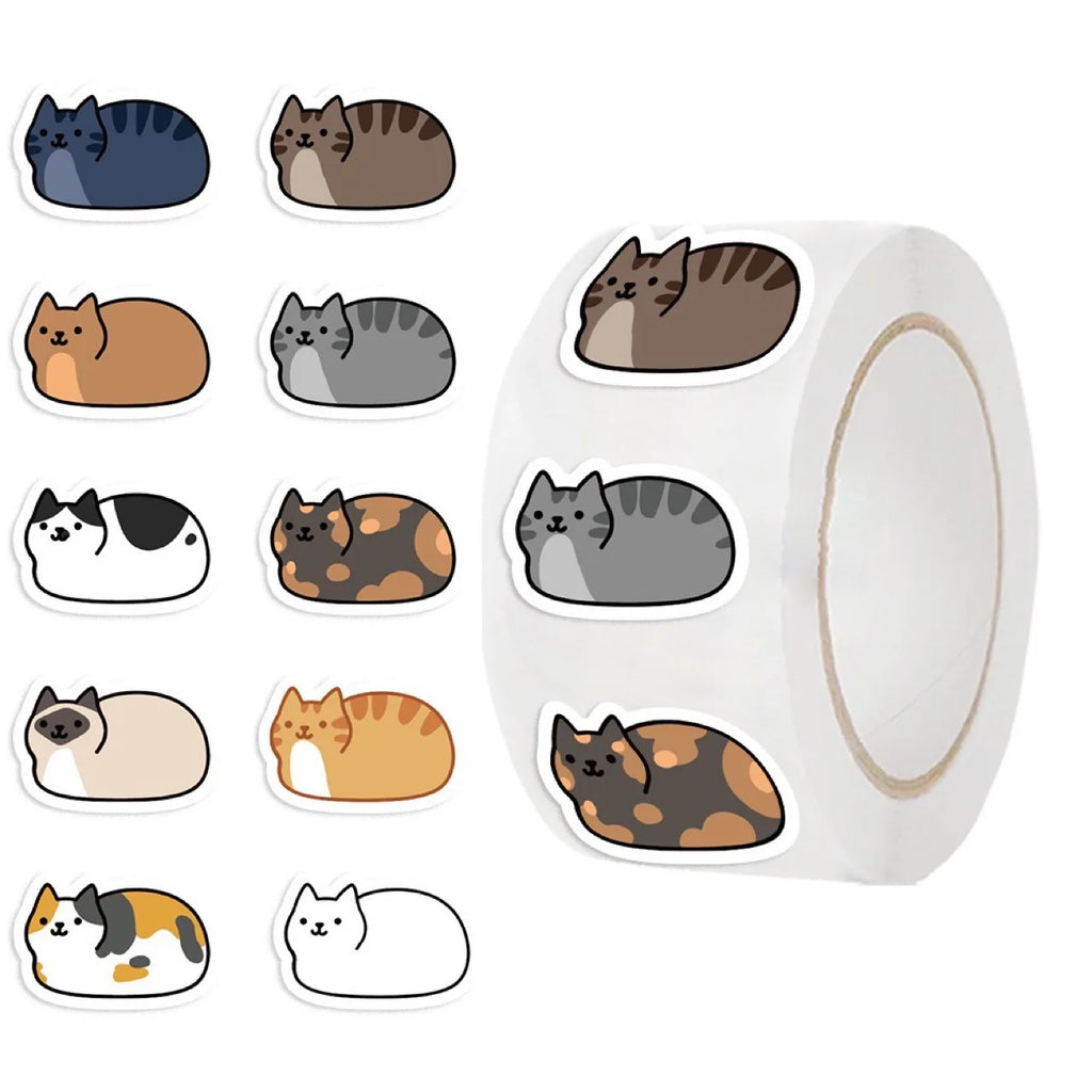 500pcs/roll Kawaii Cartoon Cat Stickers Roll - for DIY Crafts, ifts, arty Favors, uitar,Phone Decor - Self-Adhesive Cute Sticker