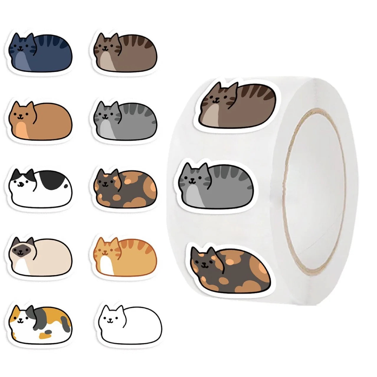 500pcs/roll Kawaii Cartoon Cat Stickers Roll - for DIY Crafts, ifts, arty Favors, uitar,Phone Decor - Self-Adhesive Cute Sticker