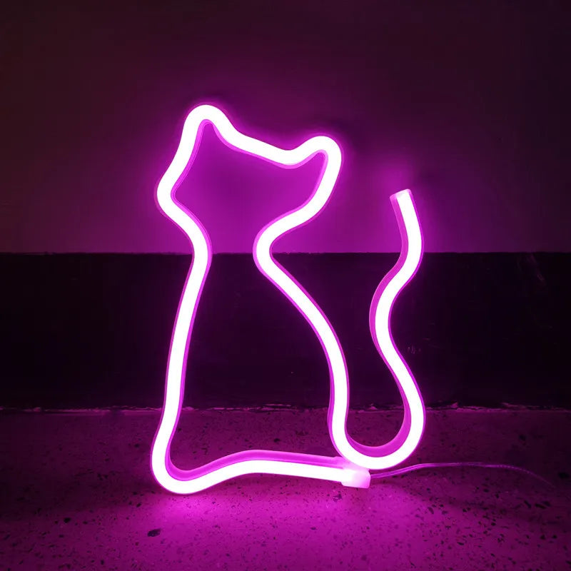 Cat Neon Lights Artistic LED Ornaments Lights USB/battery Powered Holiday Parties Weddings Bars Rooms Night Sign Light 304