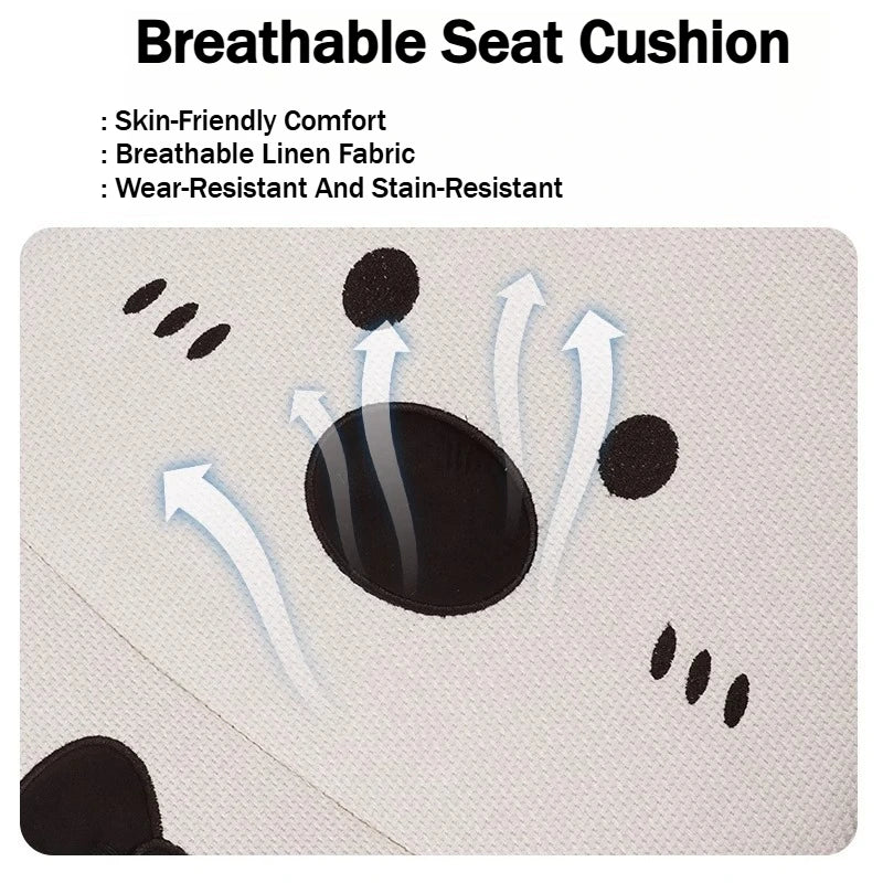 Car Seat Cushion Cute Cat Lumbar Support Headrest Car Accessories Breathable Linen Fabric  Car Half Pack Seat Cover