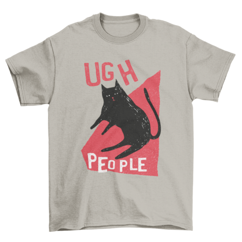 Annoyed black cat with words Ugh people t-shirt