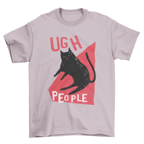 Annoyed black cat with words Ugh people t-shirt
