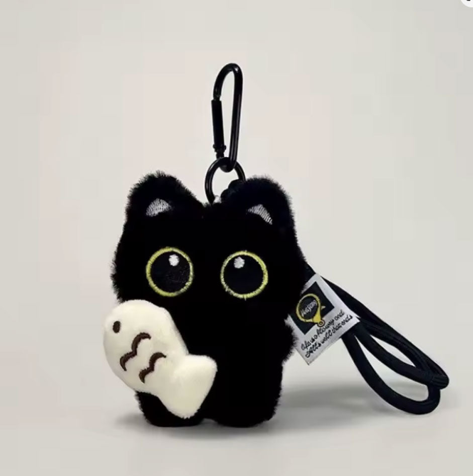 Black Cat Plush Keychain