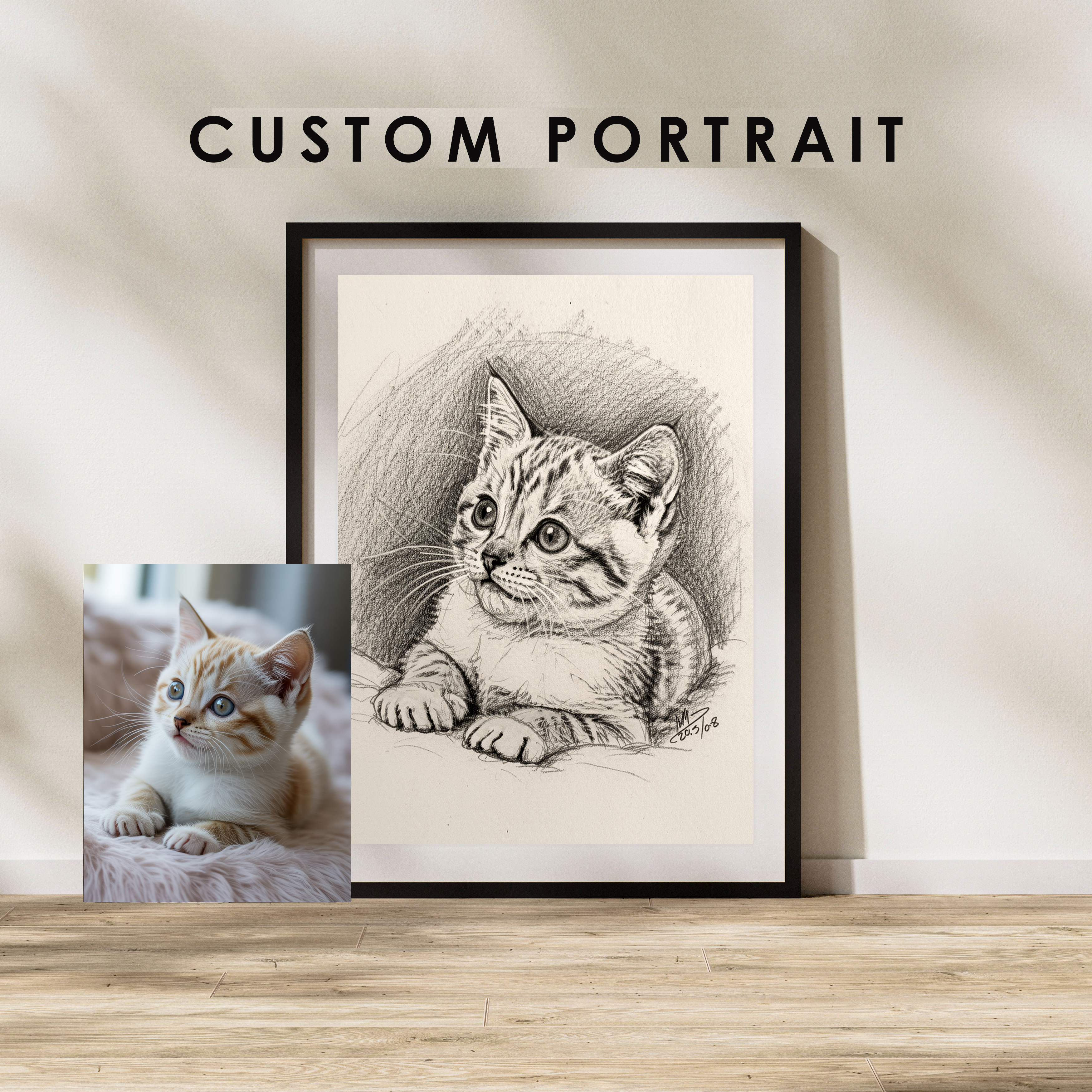 Pet Portrait Sketch, Personalised Drawing from Photo